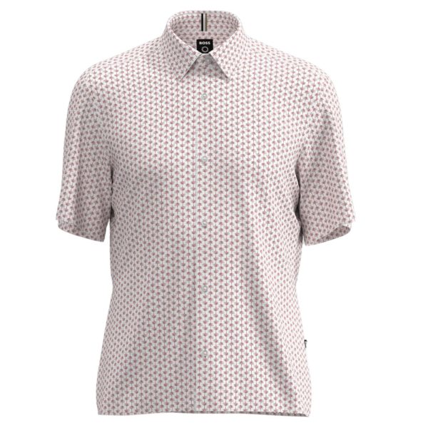 BOSS Pink Pattern SS Shirt Front