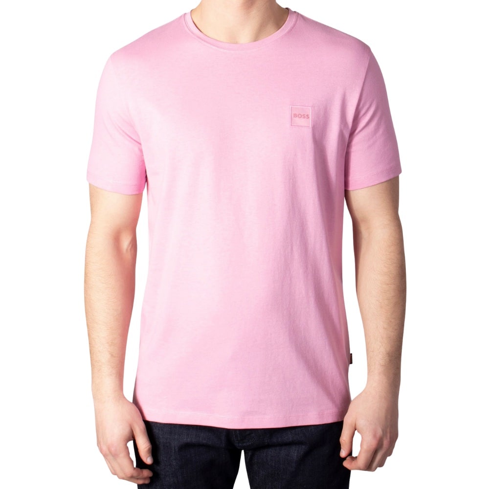 BOSS Tales Crew Neck Pink T-Shirt | Menswear Online