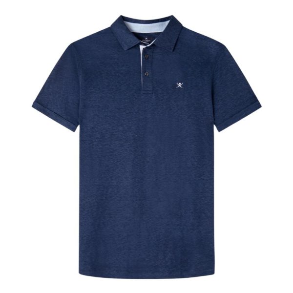 Hackett Linen Jersey Navy Polo Shirt