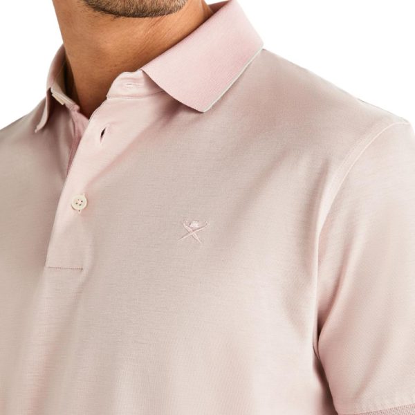 Hackett Micro Stripe Soft Rose Polo Shirt 2