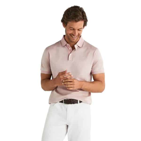 Hackett Micro Stripe Soft Rose Polo Shirt
