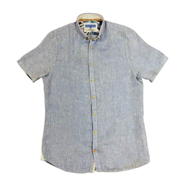 Colours Sons Tropical Linen Short Sleeve Blue Shirt