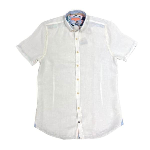 Colours Sons Tropical Linen Short Sleeve White Shirt