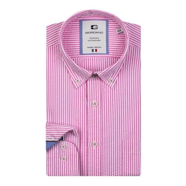 Giordano Bologna Seersucker Pink Stripped Shirt