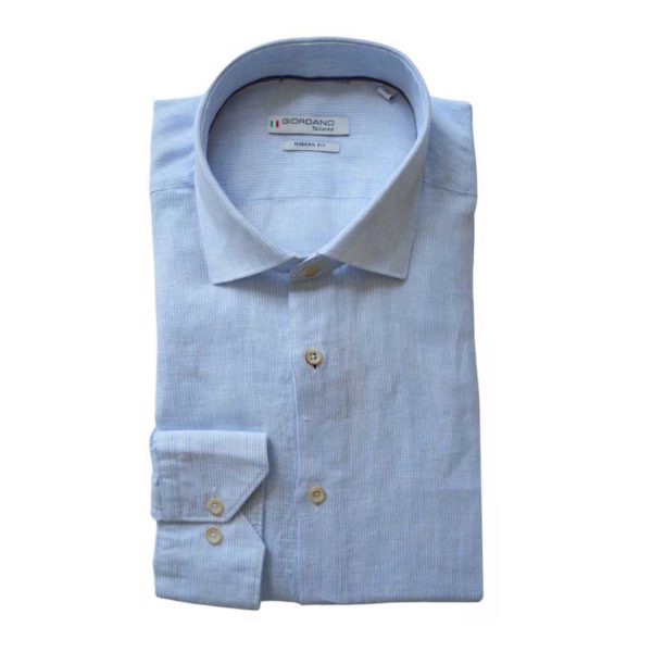 Giordano Blue Micro Stripe Linen Shirt 1
