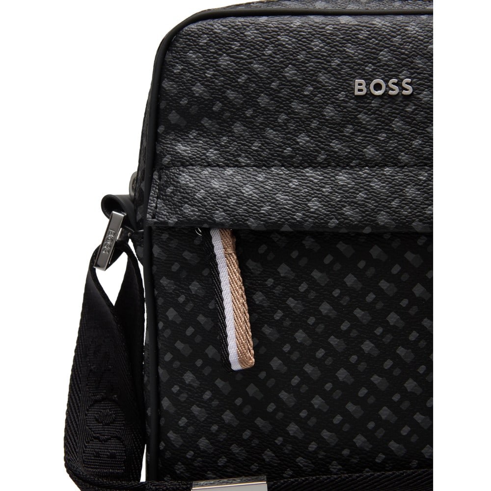 BOSS - Reporter bag in Italian fabric with monogram print