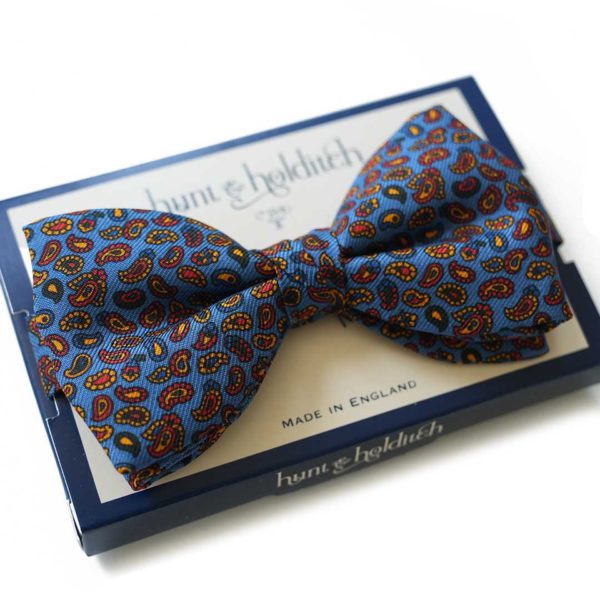 Hunt Holditch Blue Paisley Bow Tie 1
