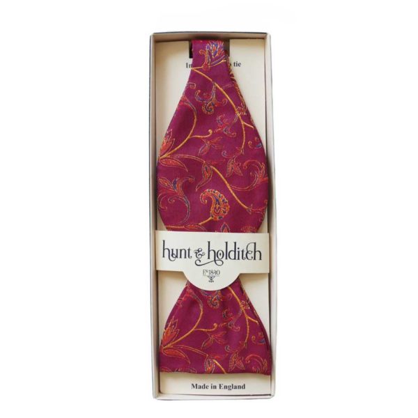 Hunt Holditch Burgundy Floral Self Bow Tie 1