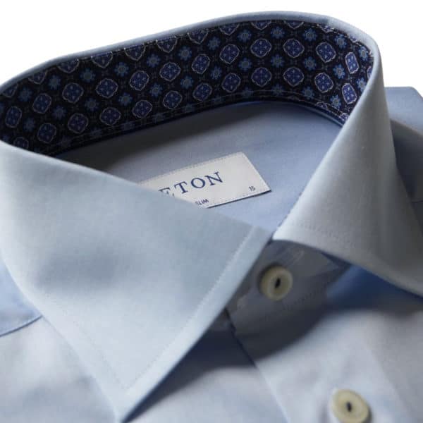 Eton Blue Signature Twill Rosette Insert Slim Fit Shirt 1