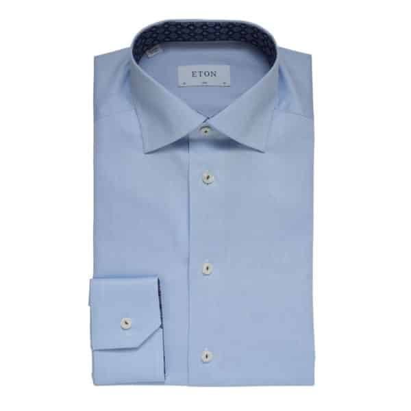Eton Blue Signature Twill Rosette Insert Slim Fit Shirt