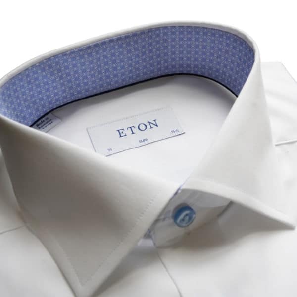 Eton Geometric Trim Poplin Slim Fit White Shirt 1