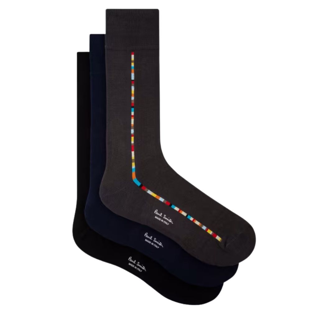 PAUL SMITH 3 PACK NAVY/ GREY/ BLACK STRIPE SOCKS