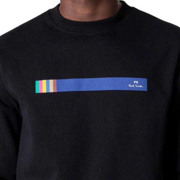 Paul Smith Black Crewneck Sweatshirt with Stripe Close up
