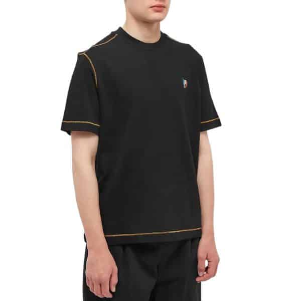 Paul Smith Black Short Sleeve Zebra Logo T Shirt with Contrast Stitching Model