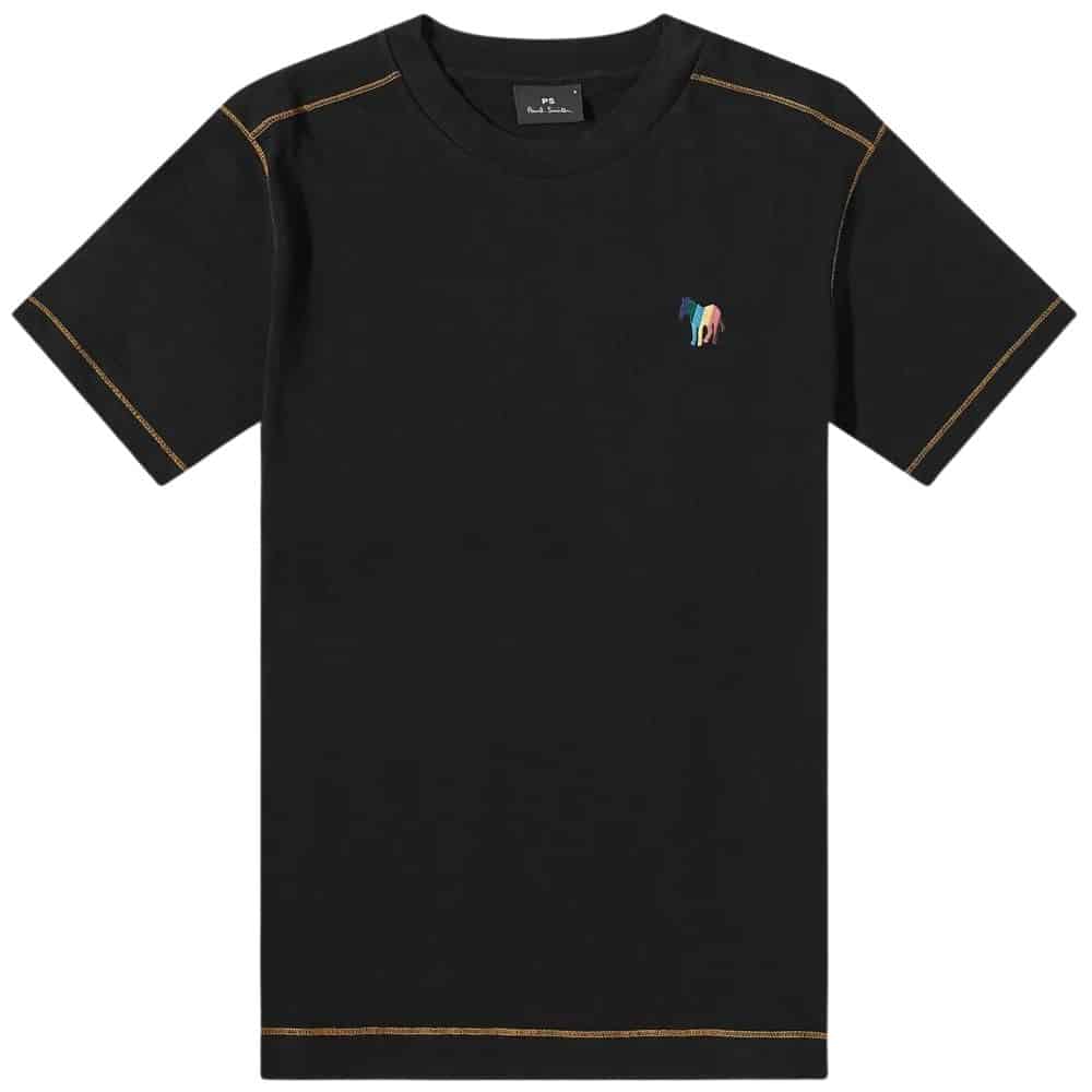 Paul Smith Black Short Sleeve Zebra Logo T Shirt with Contrast Stitching