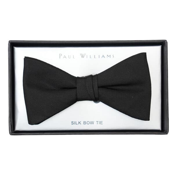Paul William black silk bow tie