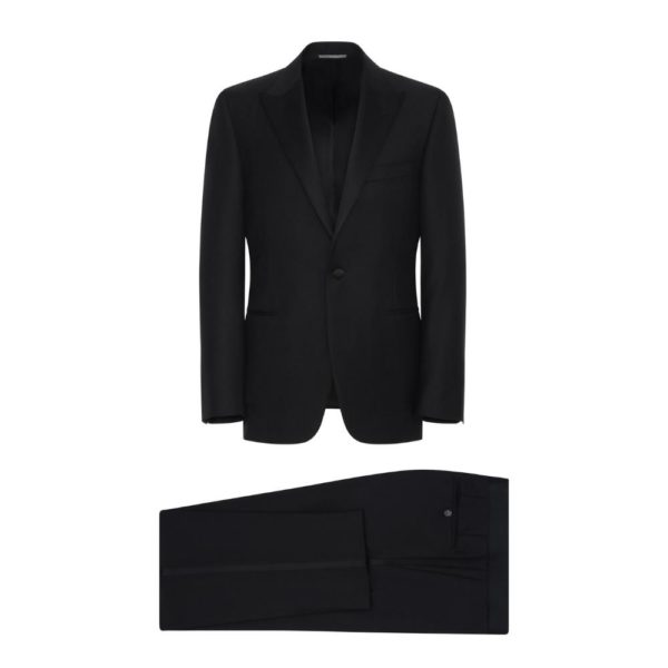 Canali Pure Wool Peak Lapels Black Dinner Suit