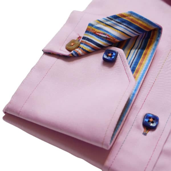 Claudio Lugli 5777 Multi Stripe Coller Pink Shirt 1