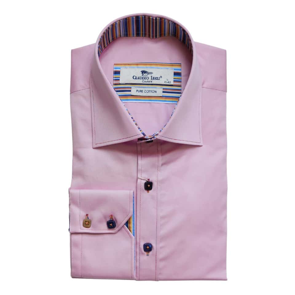 Claudio Lugli 5777 Multi Stripe Coller Pink Shirt 2