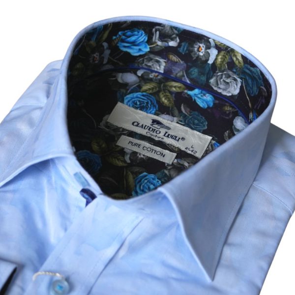 Claudion Lugli pure cotton blue shirt collar