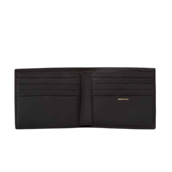 Paul Smith Black Billfold Wallet with Signature Stripe Print open