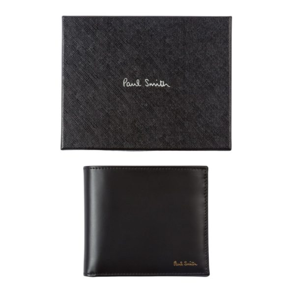 Paul Smith Black Card Wallet with Signature Stripe detail on inside gift
