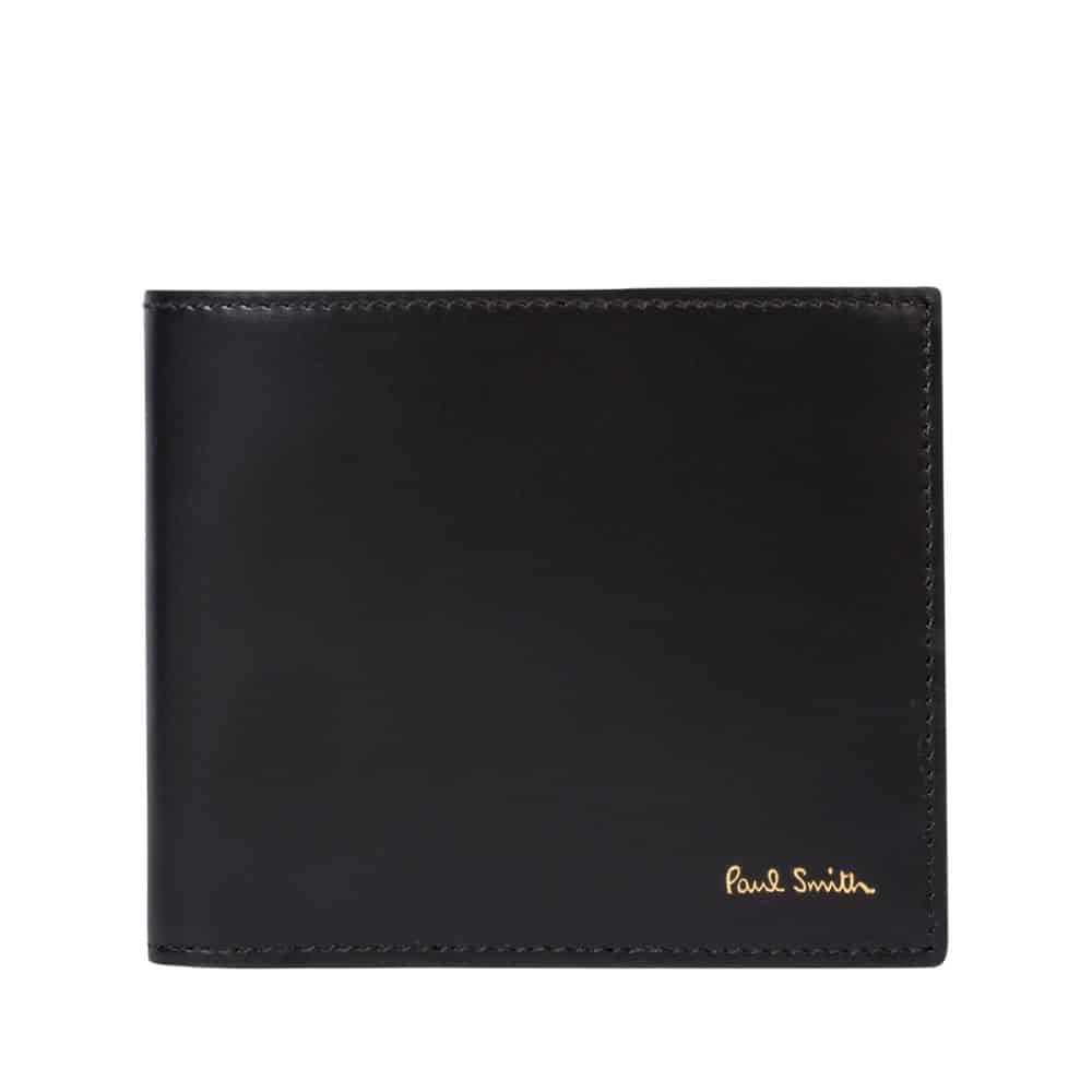 Paul Smith Black Card Wallet with Signature Stripe detail on inside