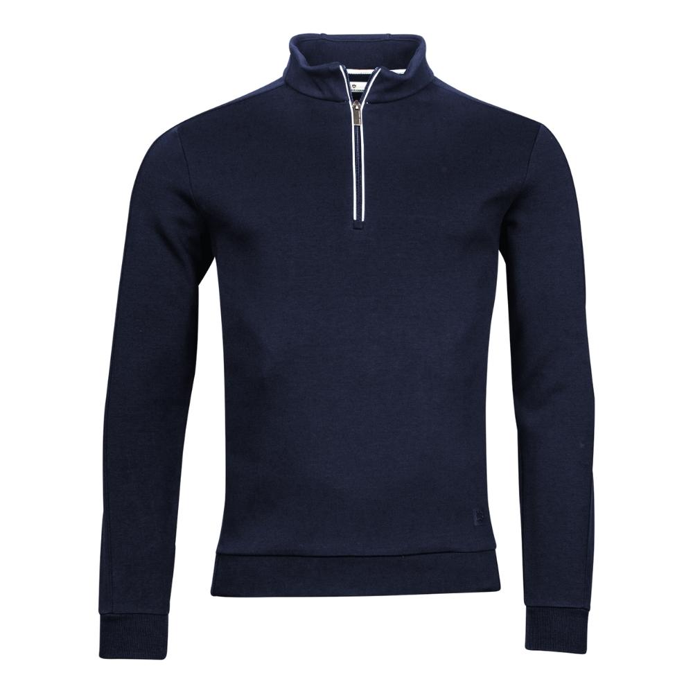 Thomas Maine Technical Stretch Navy Half Zip Pullover | Menswear Online