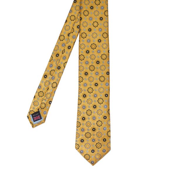 Van Buck Large Rosette Patterned Yellow Tie 1