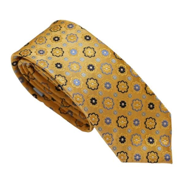 Van Buck Large Rosette Patterned Yellow Tie