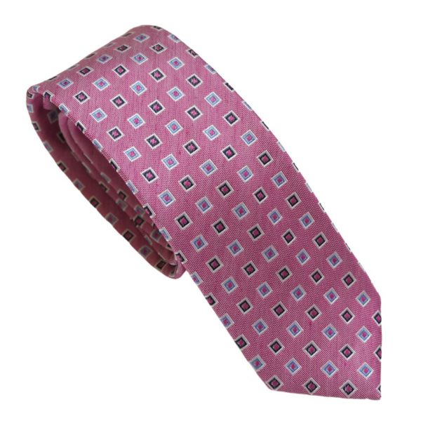 Van Buck Squares Patterned Pink Tie 1