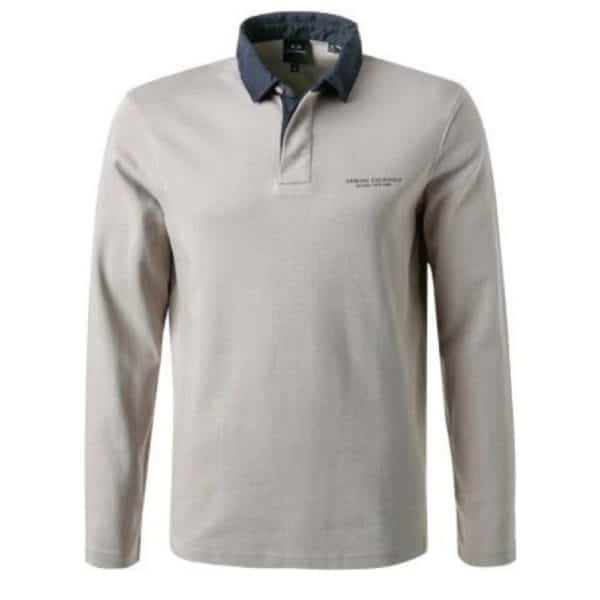 Armani Exchange Beige Long Sleeve Polo Shirt