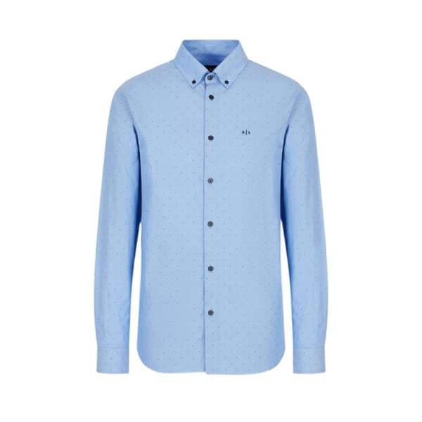 Armani Exchange Blue Dotted Long Sleeve Shirt