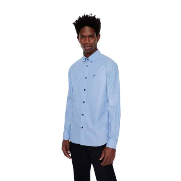 Armani Exchange Blue Dotted Long Sleeve Shirt model