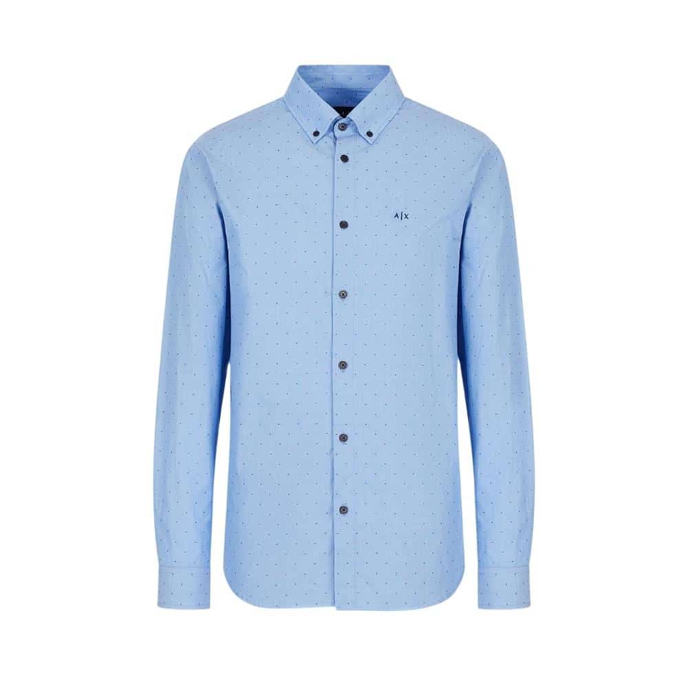 Armani Exchange Blue Dotted Long Sleeve Shirt