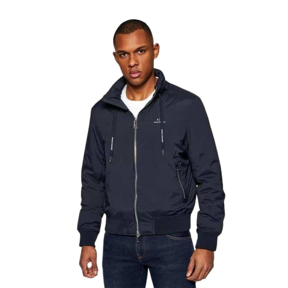 Armani Exchange Navy Stretch Nylon Blouson Jacket | Menswear Online