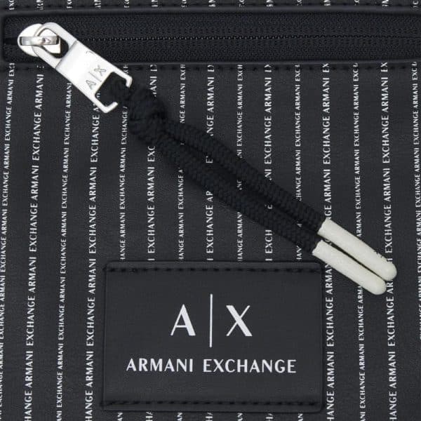 Armani Exchange Repeat Logo Black Crossbody Messenger Bag close