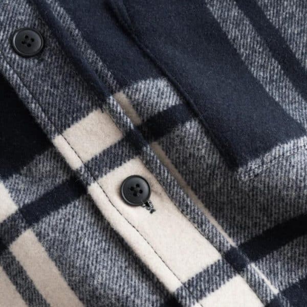 Les Deux IvoryNavy Jason Check Wool Hybrid Overshirt Buttons