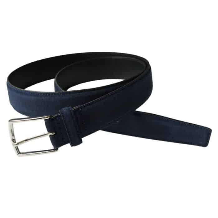 The Bari Navy Suede Leather Belt