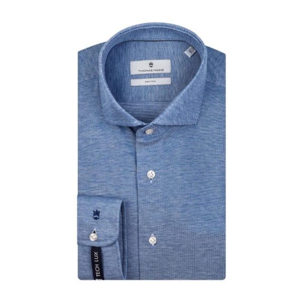 Thomas Maine Jersey Knit Blue Shirt