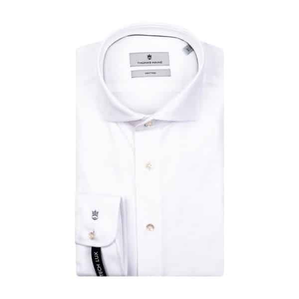 Thomas Maine Jersey Knit White Shirt