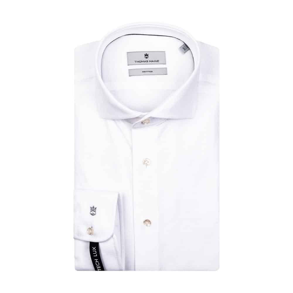 Thomas Maine Jersey Knit White Shirt