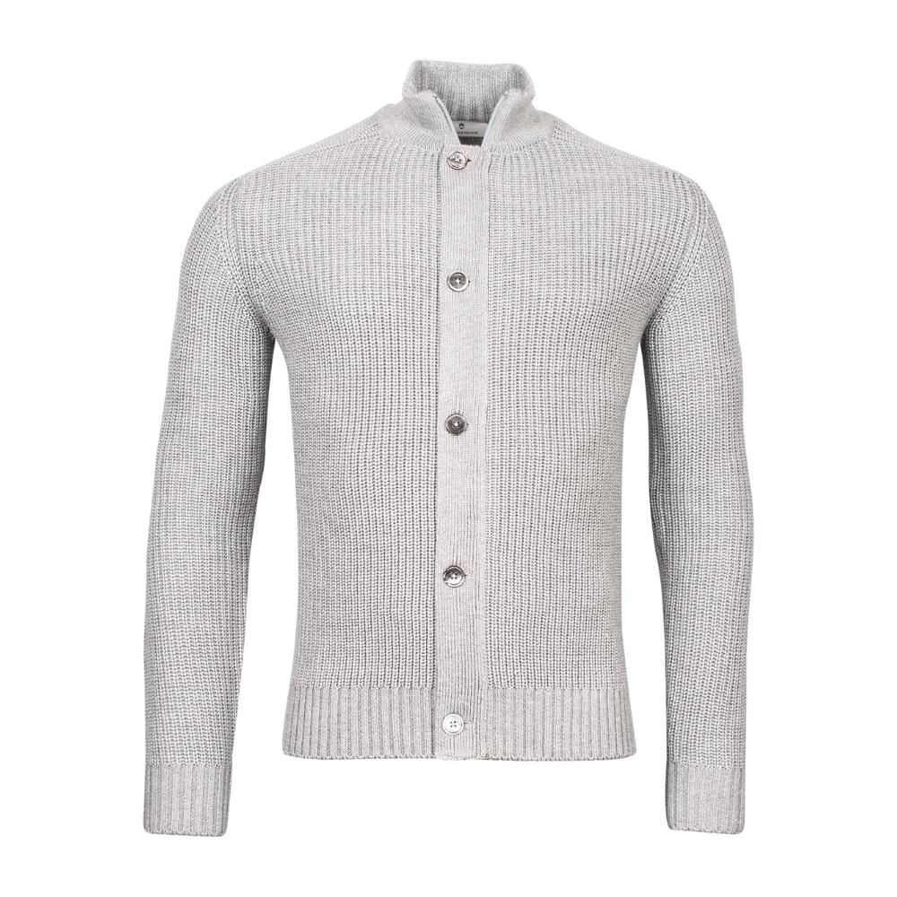 Thomas Maine Ribbed Full Zip Sliver Cardigan | Menswear Online