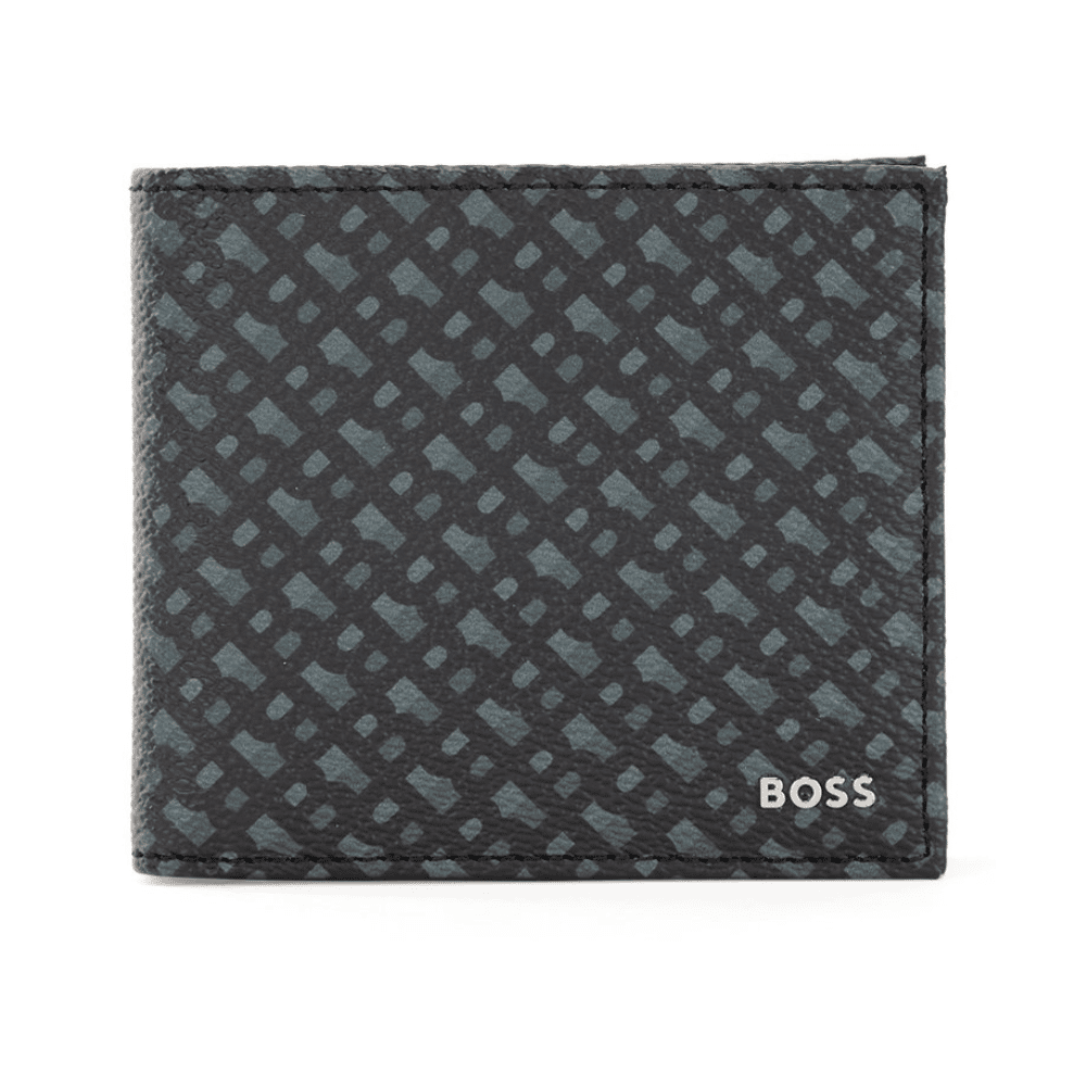BOSS - Billfold wallet in monogrammed Italian fabric