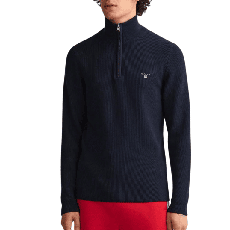 Gant Kids Blue Solid Round Neck Sweater