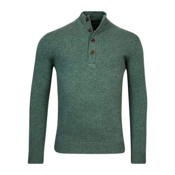 Baileys Ribbed Button Up Green Jumper