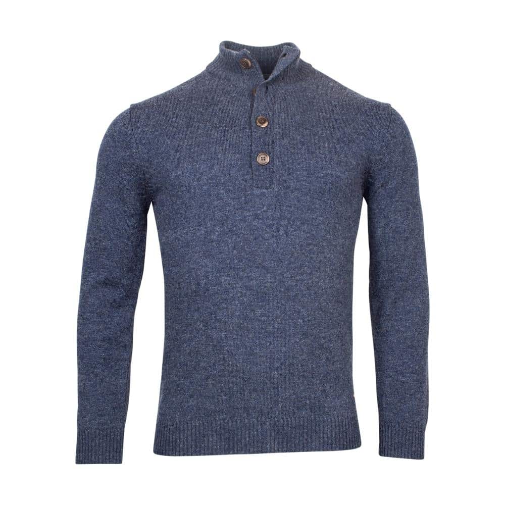 BAILEYS Ribbed Button Up Navy Jumper | Menswear Online