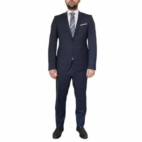 Digel Move Extra Slim Fit Navy Check Suit 1