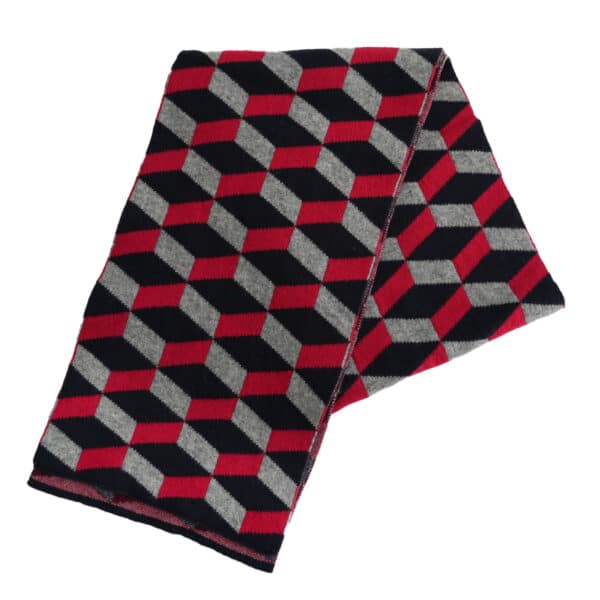 Geometric scarf red and navy