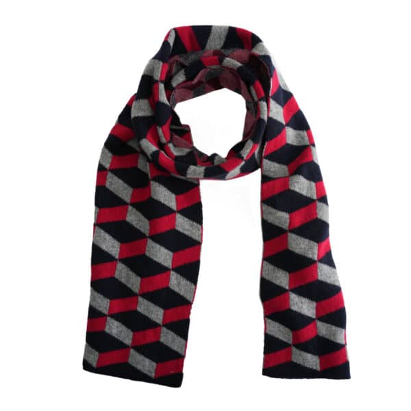 Geometric scarf red and navy2